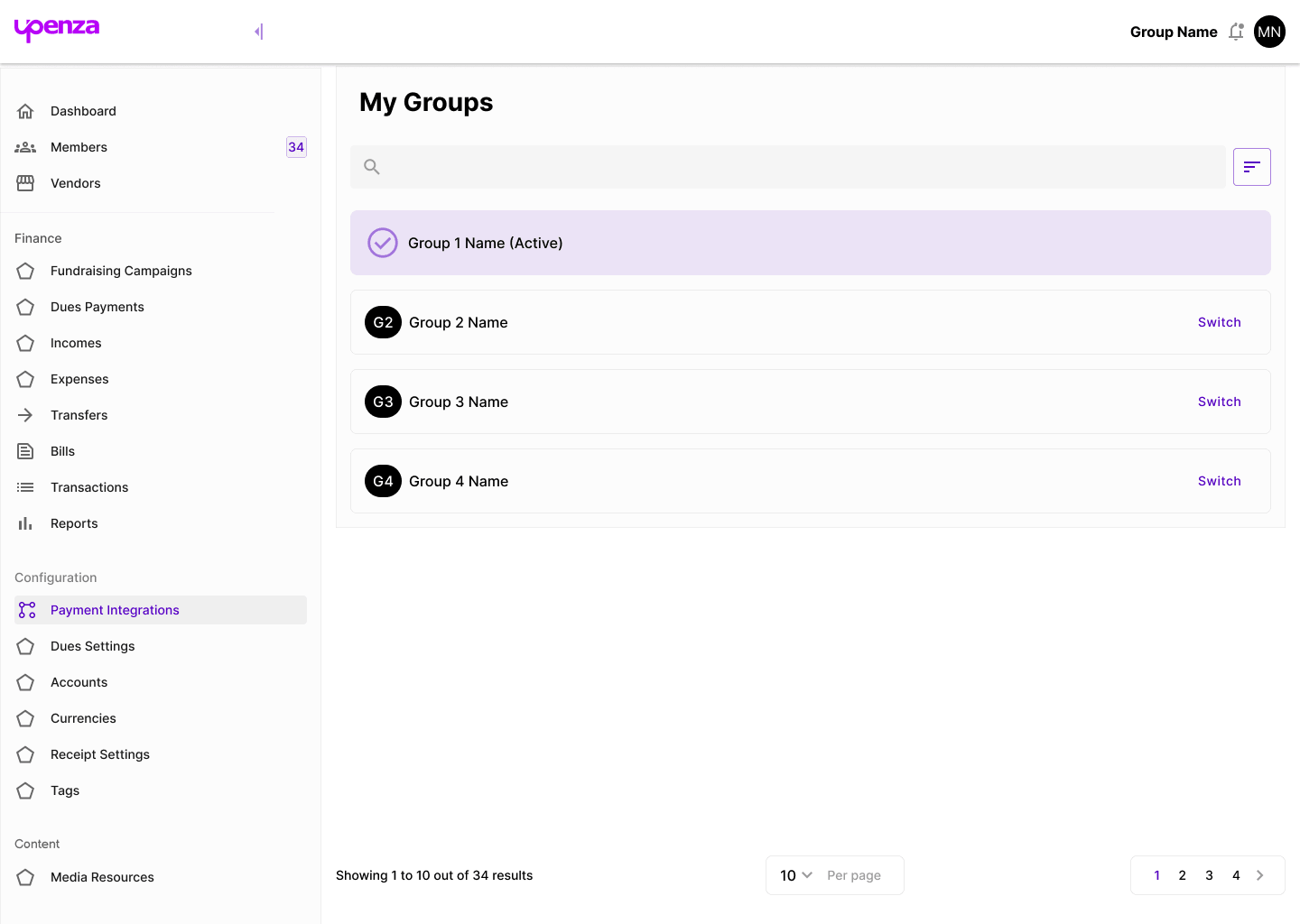 Upenza desktop dashboard